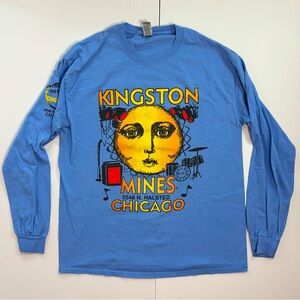 VTG Kingston Mines Chicago Long Sleeve Graphic Nightclub Swag T-shirt Size Large
